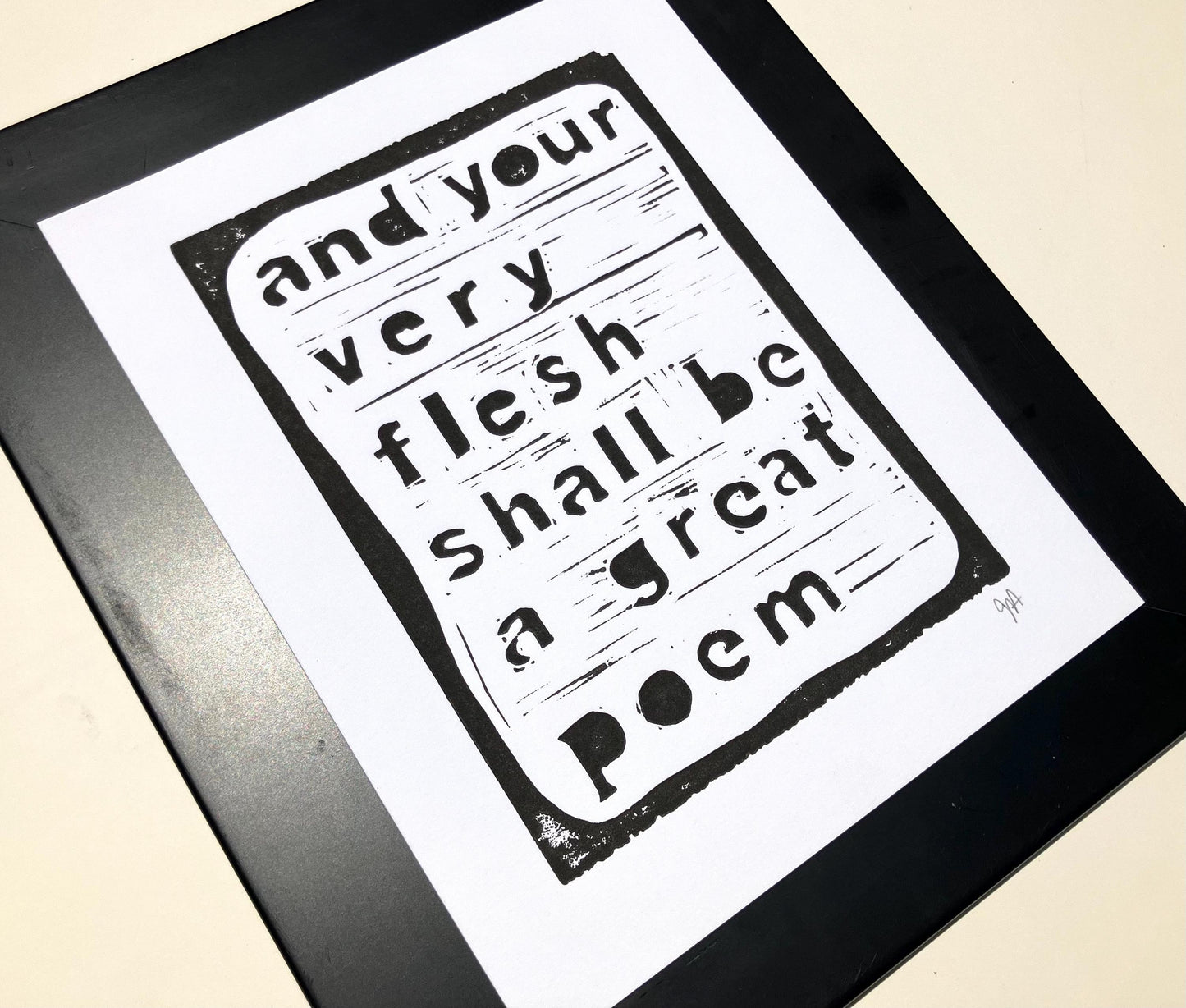 And your flesh shall be a great poem  - Linocut print (8x10in)