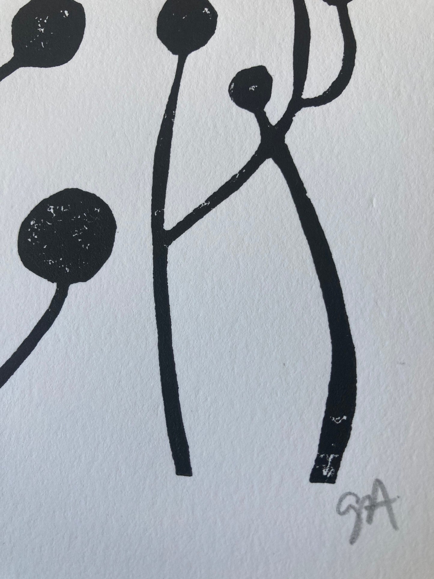 Minimal flowers - Linocut print (8x10in)
