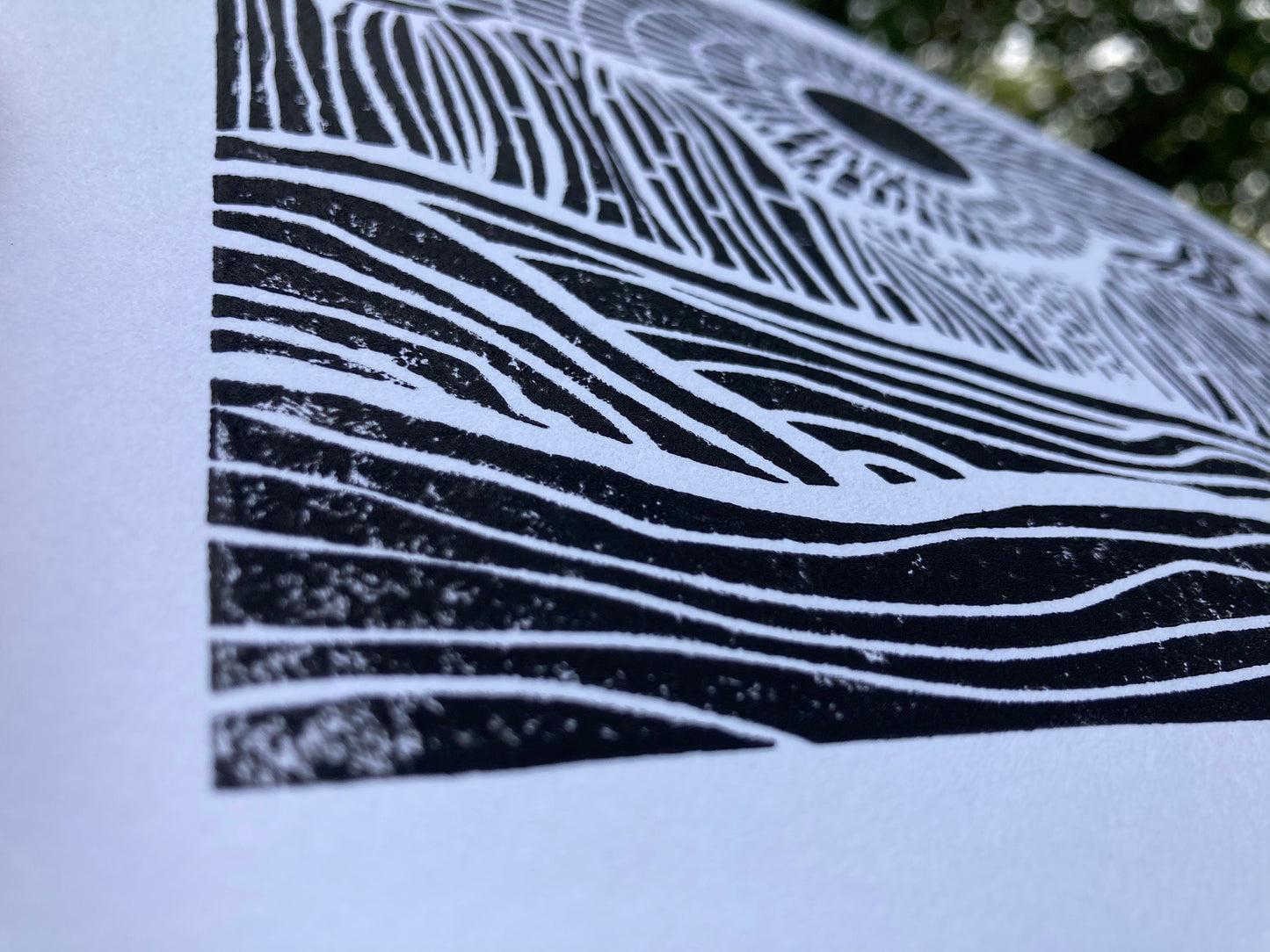 Sunset on the mountains - Linocut print (8x10in)