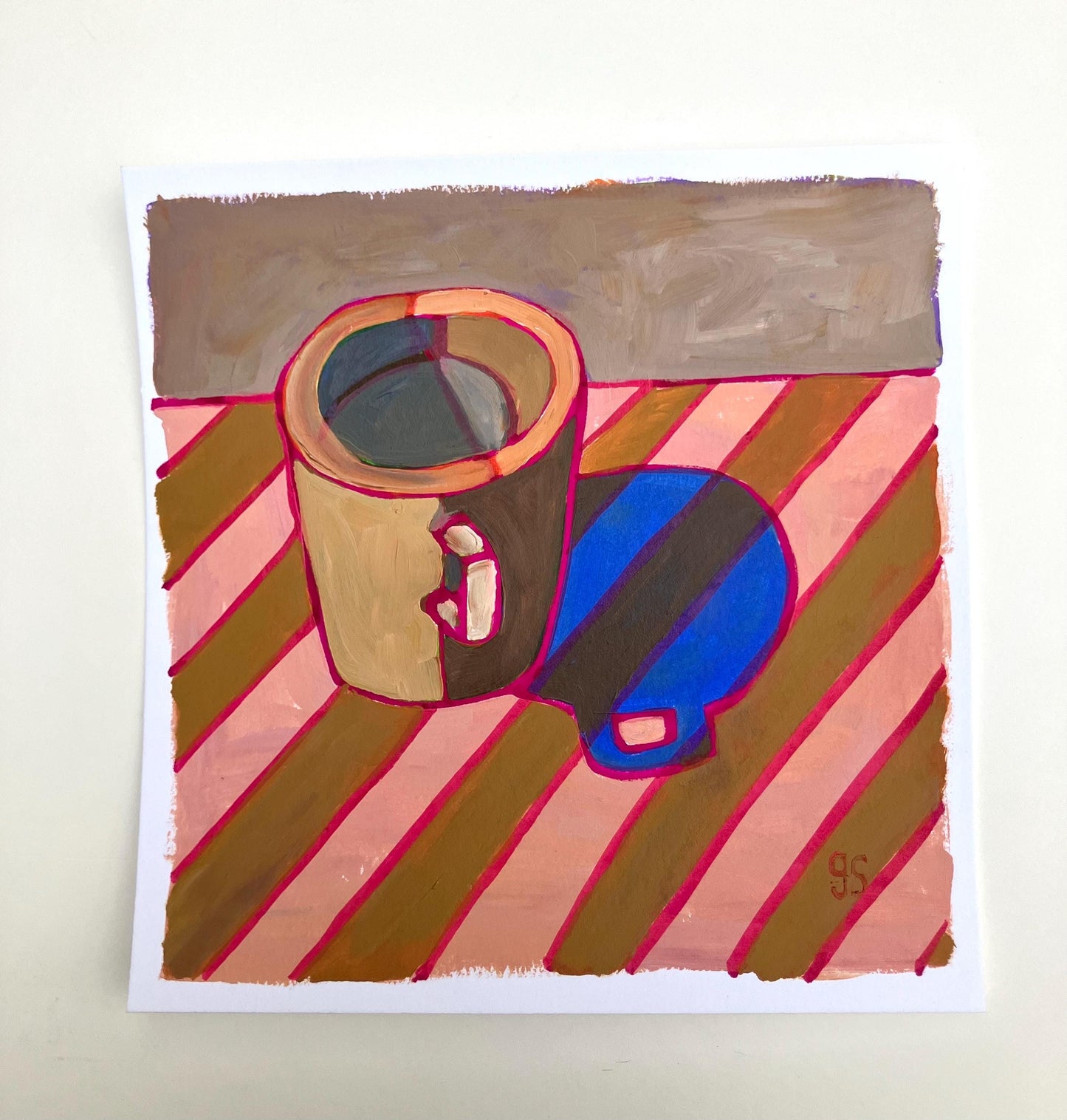 Coffee cup #2 - Original acrylic abstract painting of a coffee cup (8x10in)