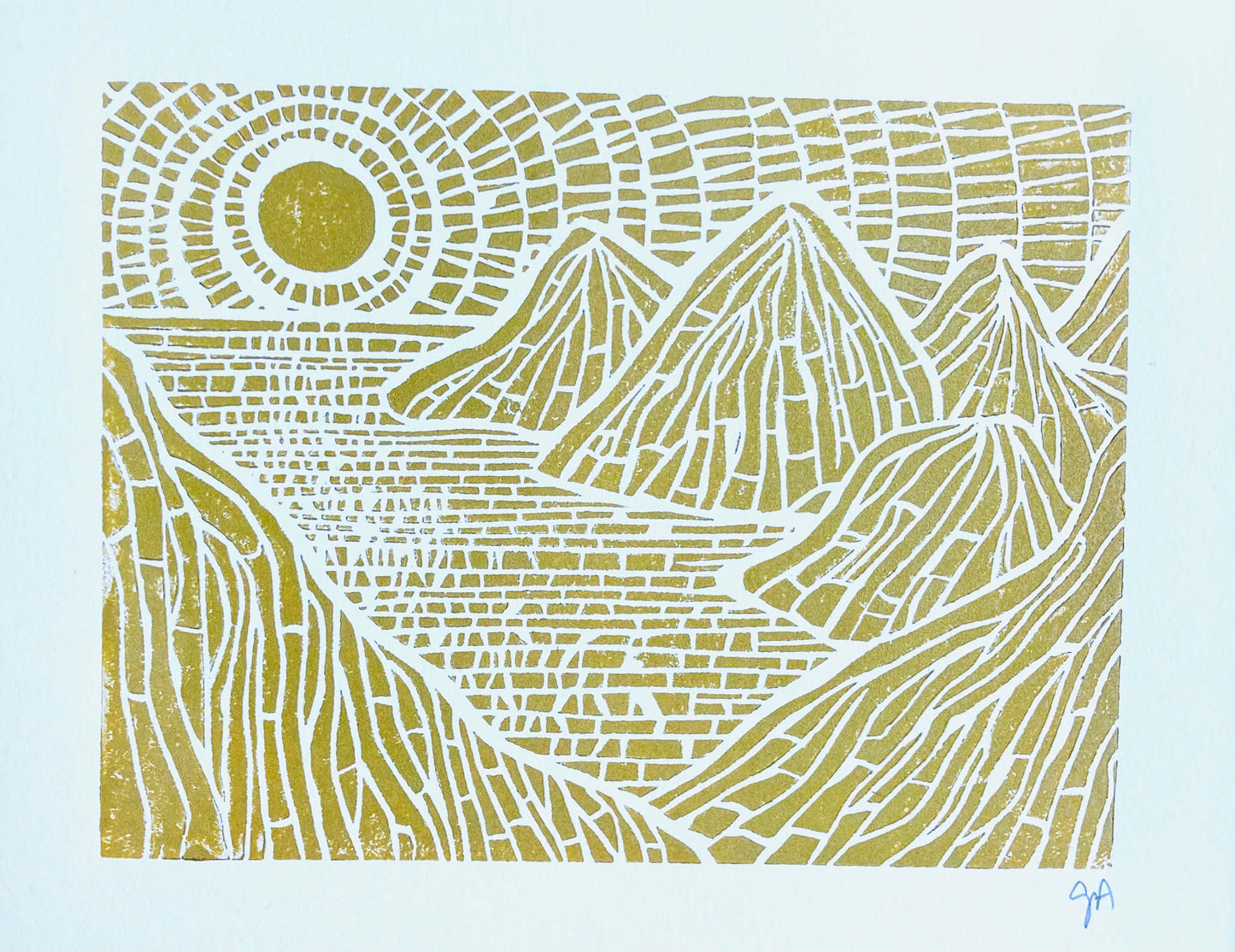 Sunset on the islands - Linocut print (8x10in)