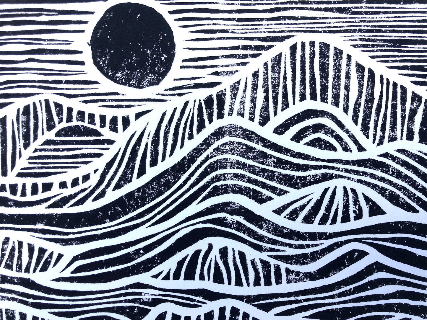 Sunrise on the mountains - Linocut print (8x10in)
