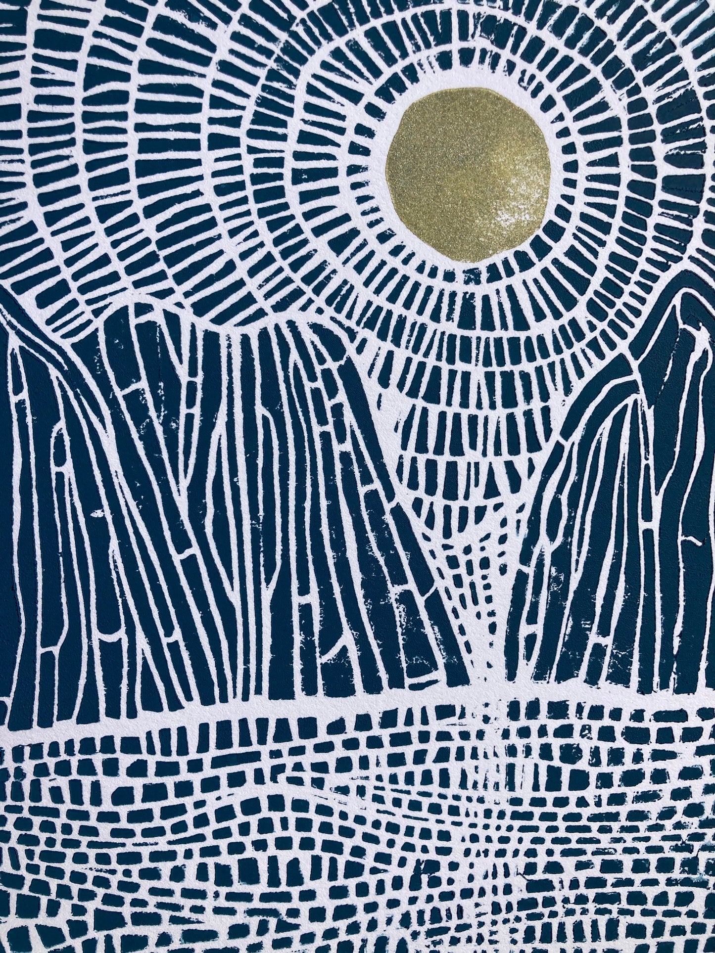 Sunset on the mountains - Linocut print (8x10in)