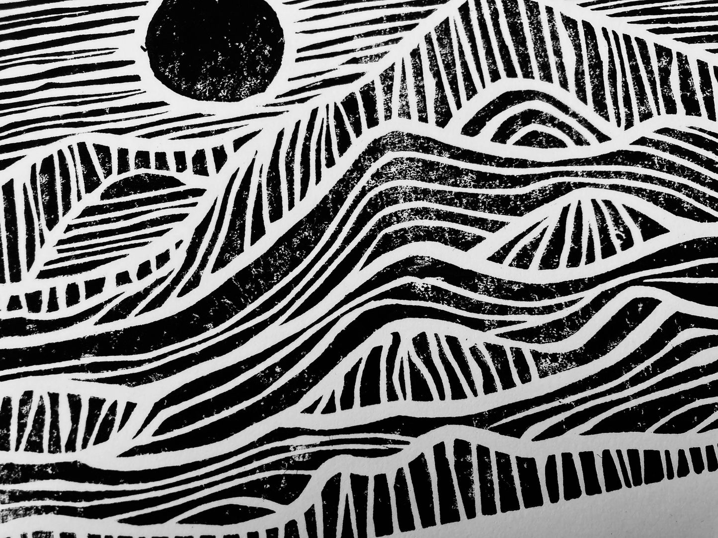 Sunrise on the mountains - Linocut print (8x10in)