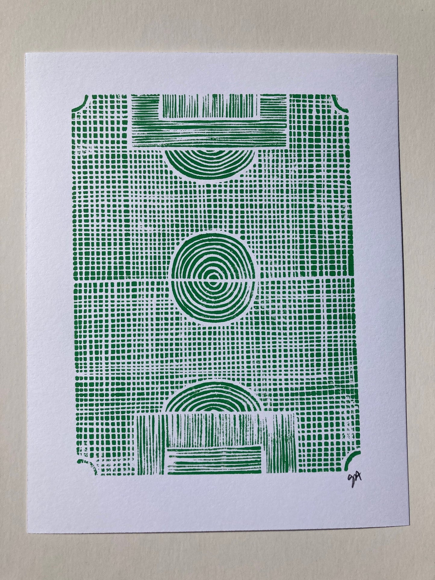 Soccer field - Linocut print (8x10in)