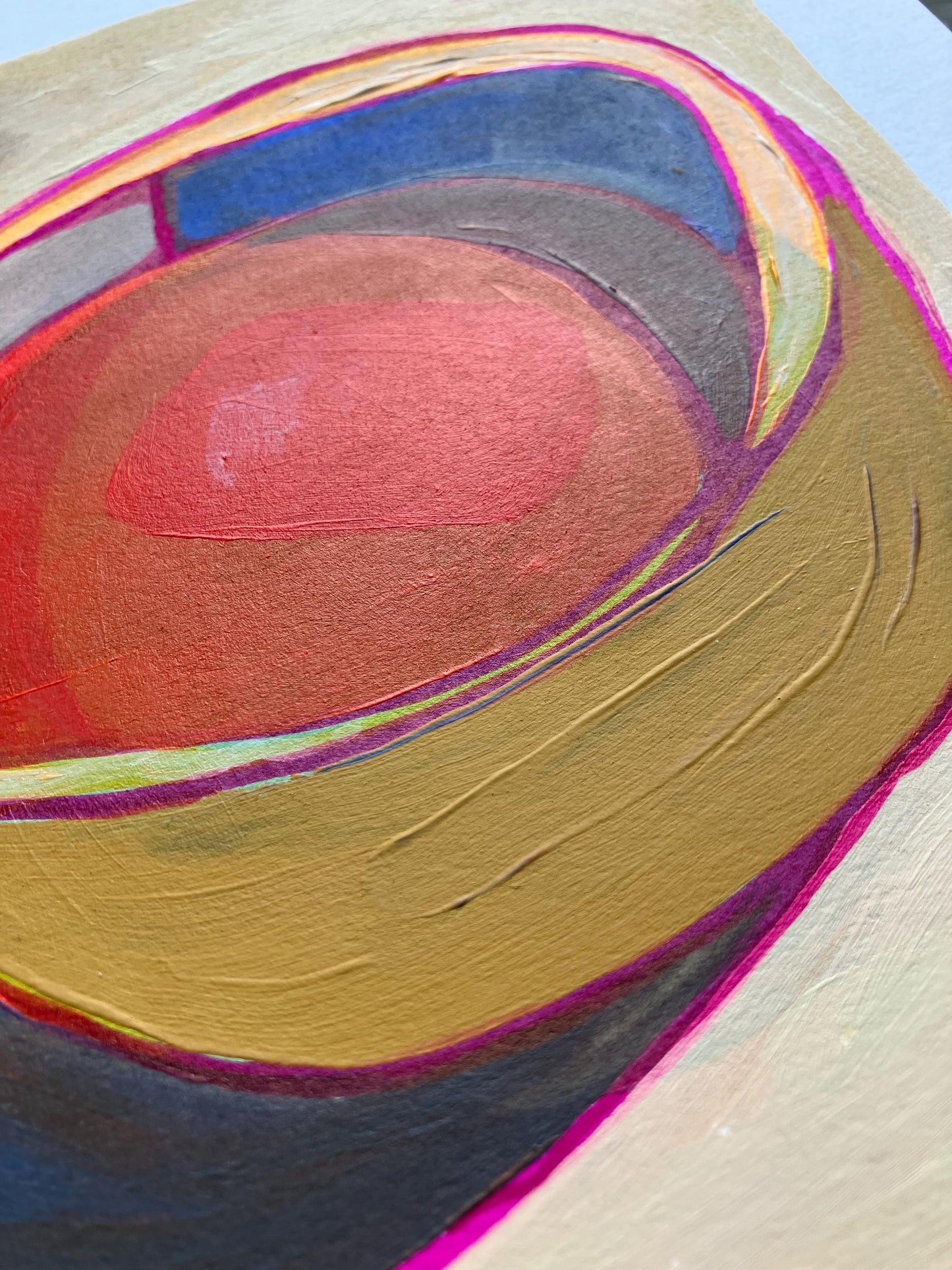 Tomato soup! Original Mid Century abstract painting (8x10)