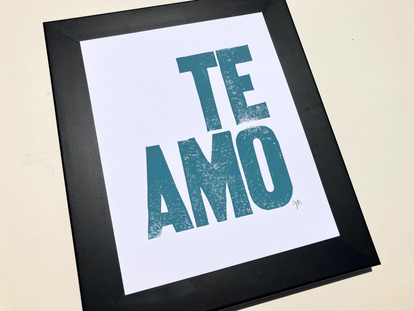 LINOCUT - Te amo - Hand-pressed linoleum block print (8x10in)