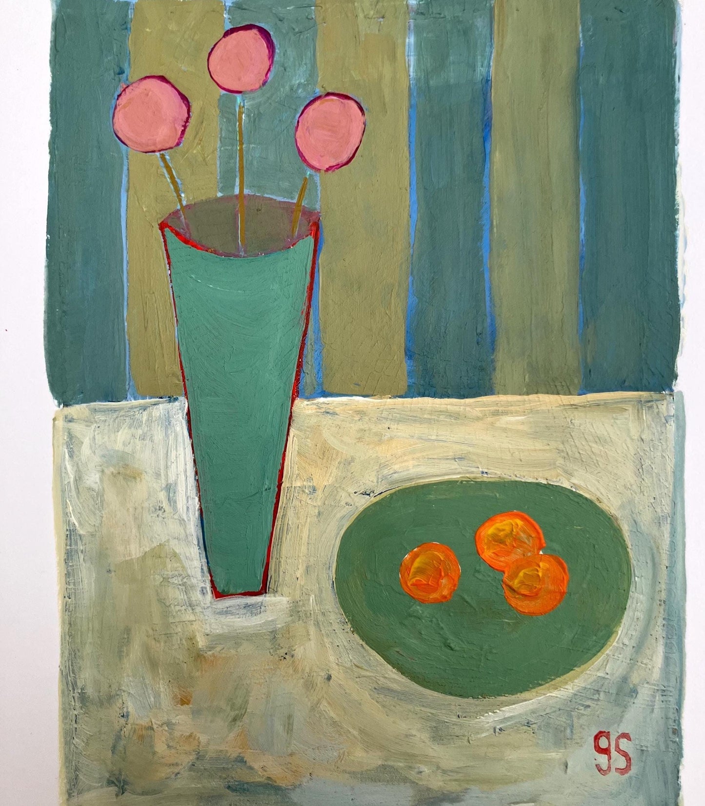 Still life - Original acrylic abstract painting - bouquet with oranges (8x10in)