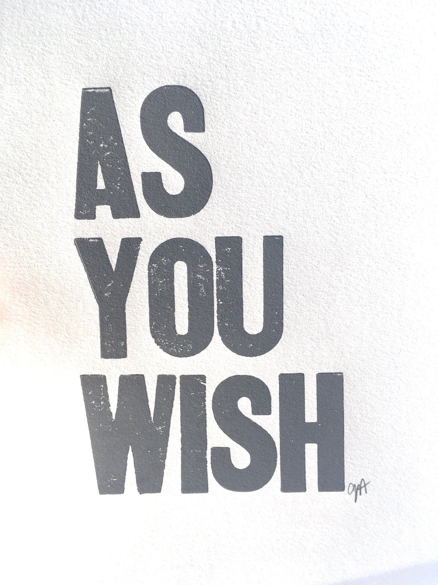 As you wish  - Linocut print (8x10in)