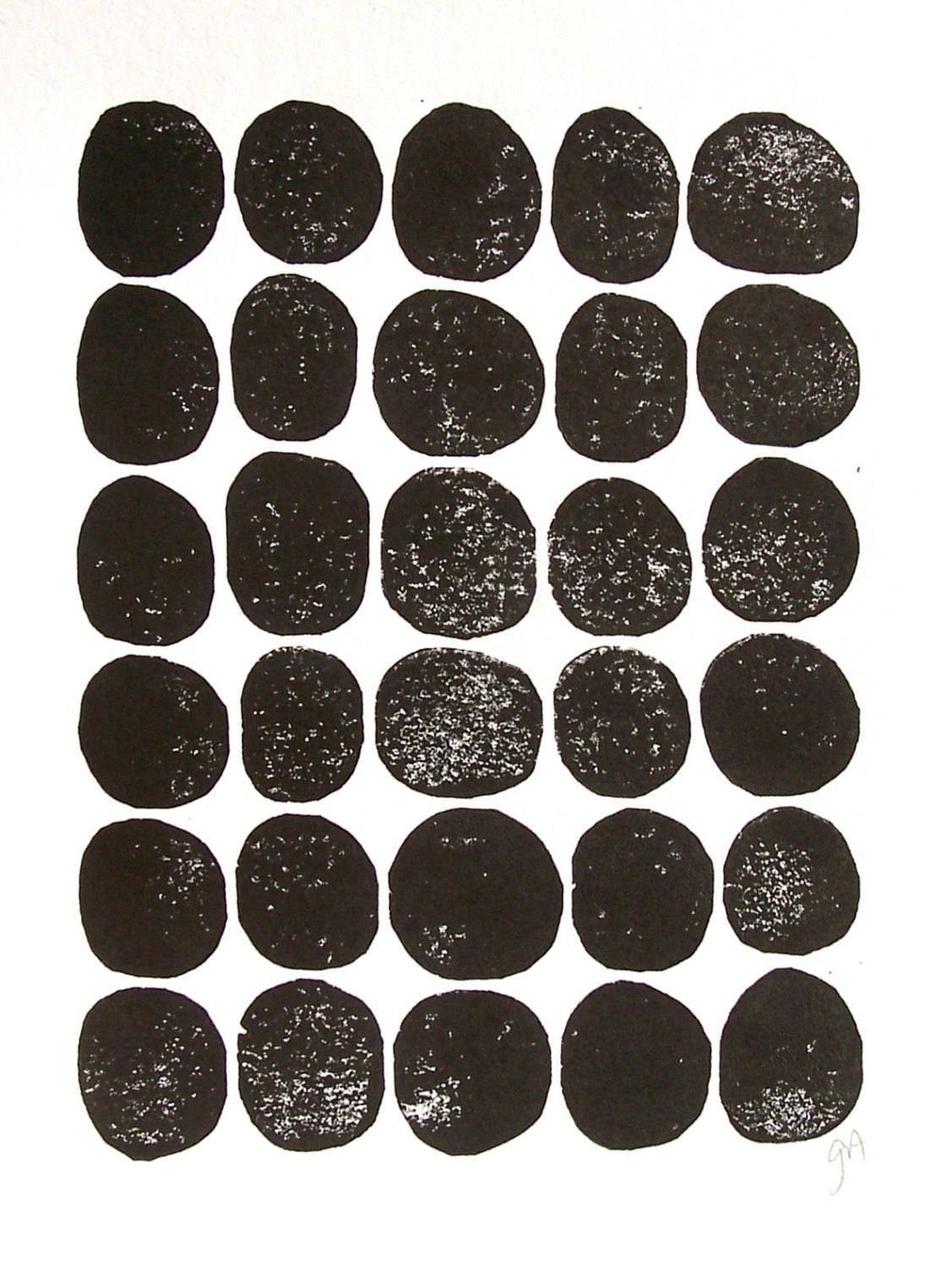 Black dots - Linocut print (8x10in)