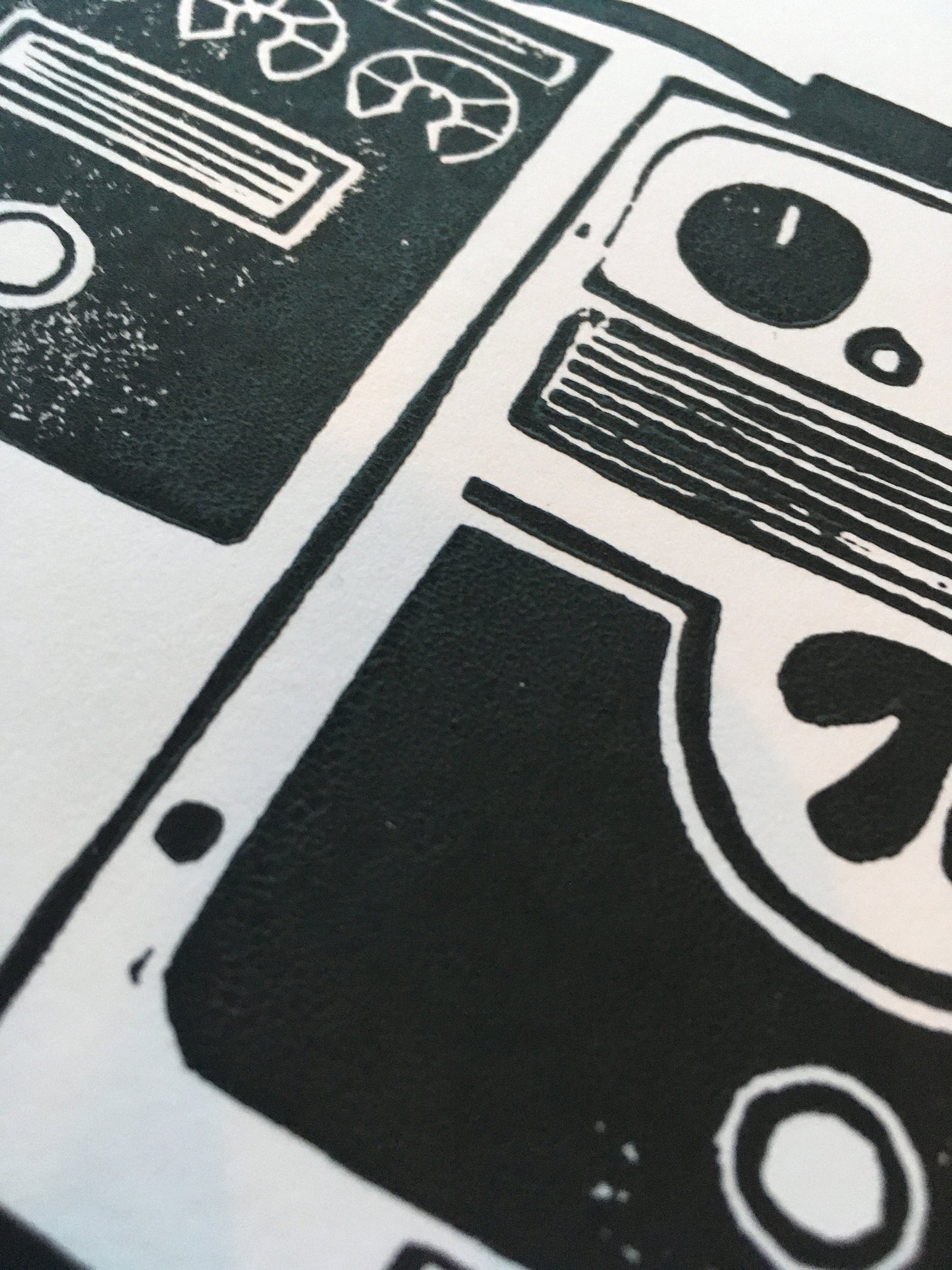 Pedal board - Linocut print (8x10in)