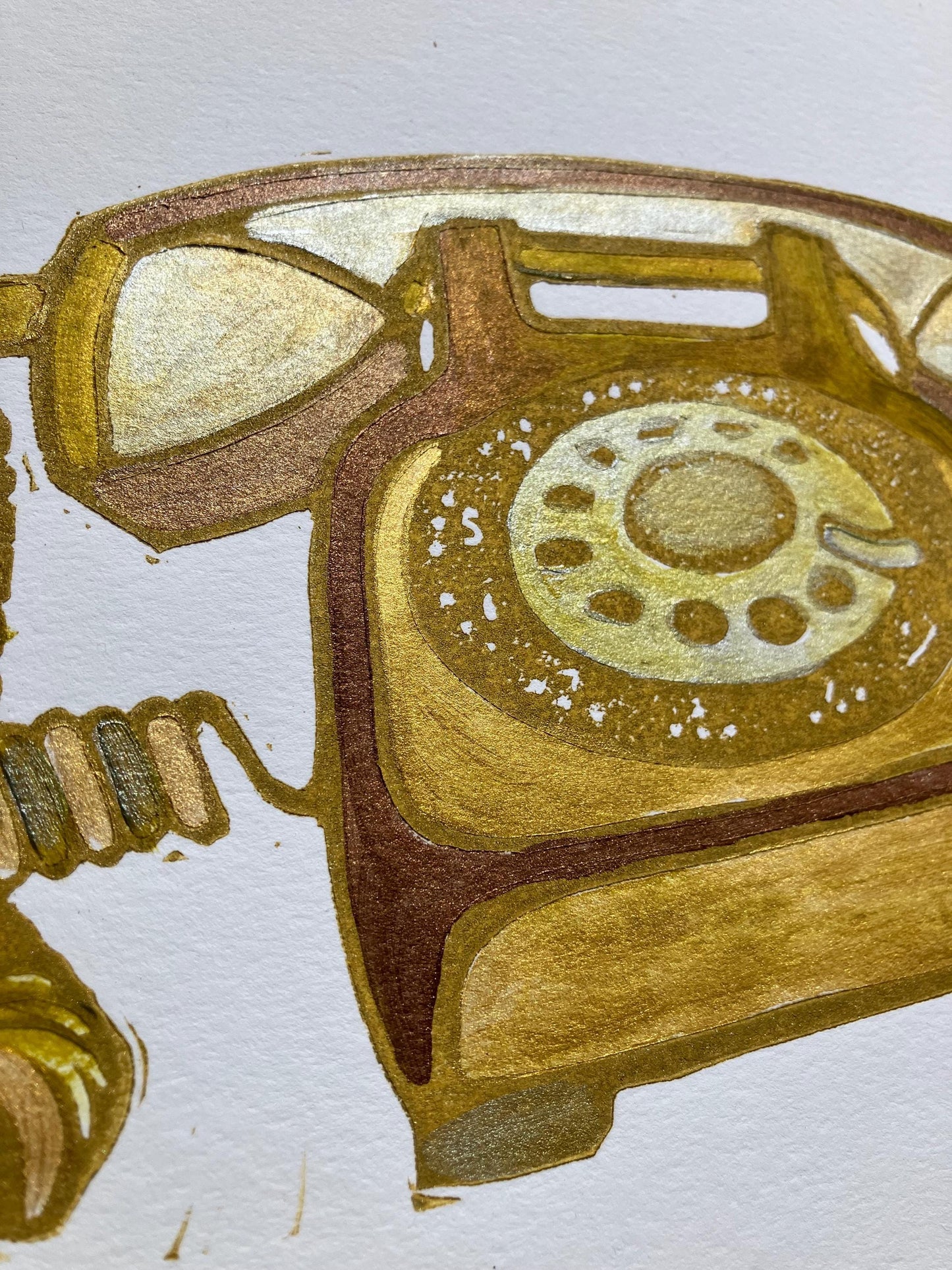 Vintage rotary telephone art - Original acrylic painting (8x10in)