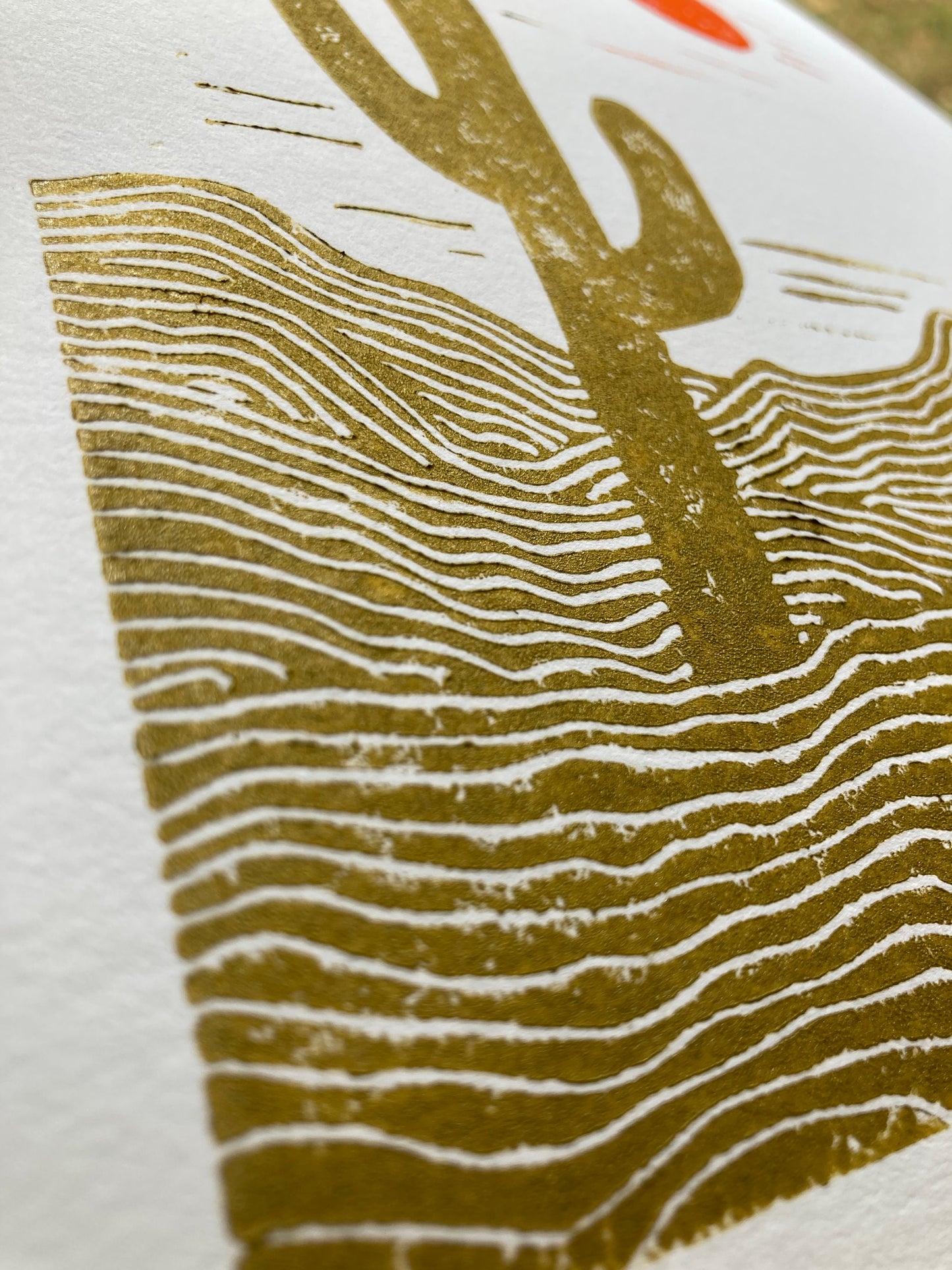 Sonoran Desert cactus - Linocut print (8x10in)