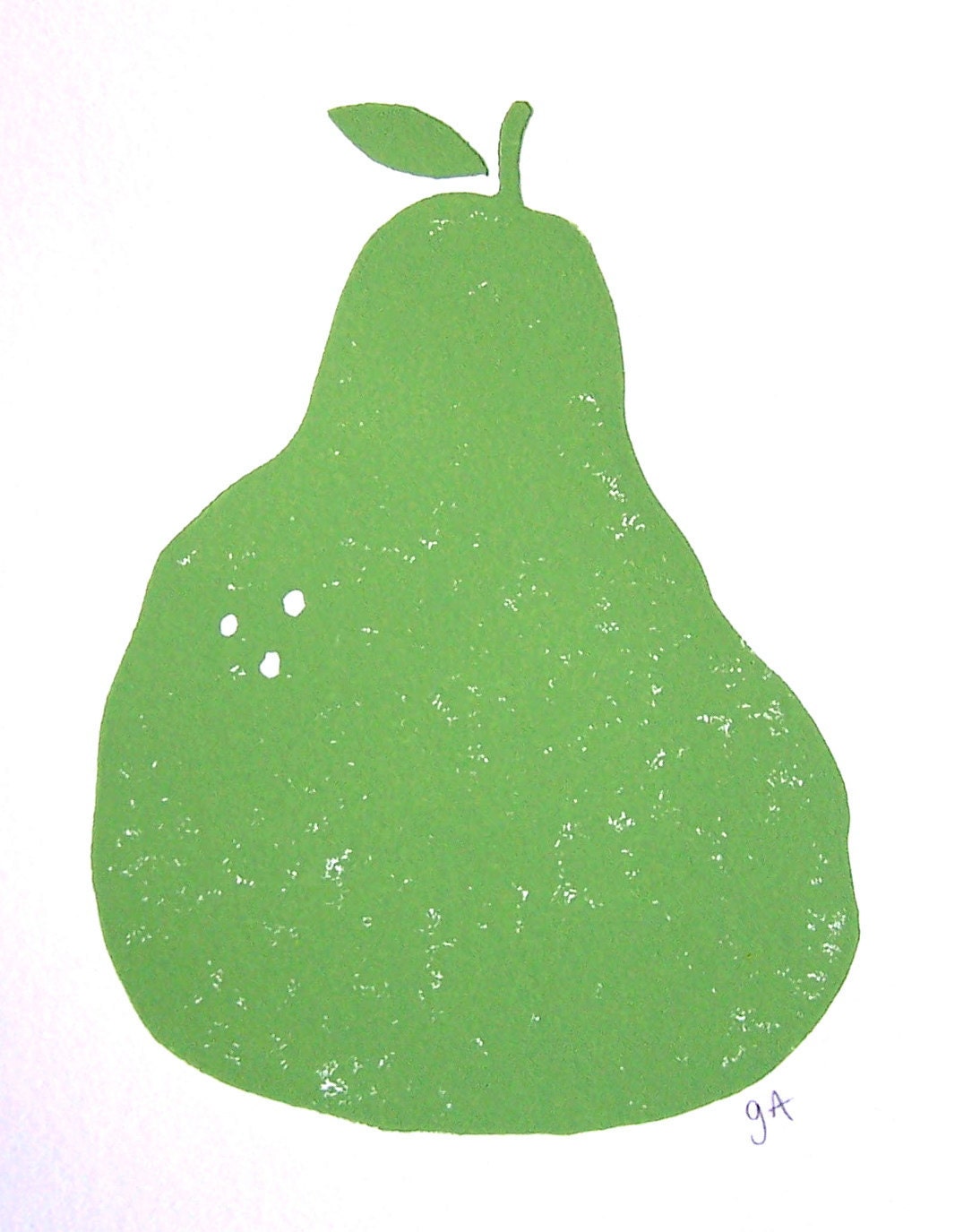 Green pear - Linocut print (8x10in)