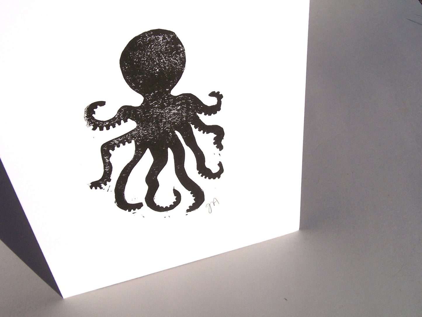LINOCUT - Octopus - Hand-pressed linoleum block print (8x10in)