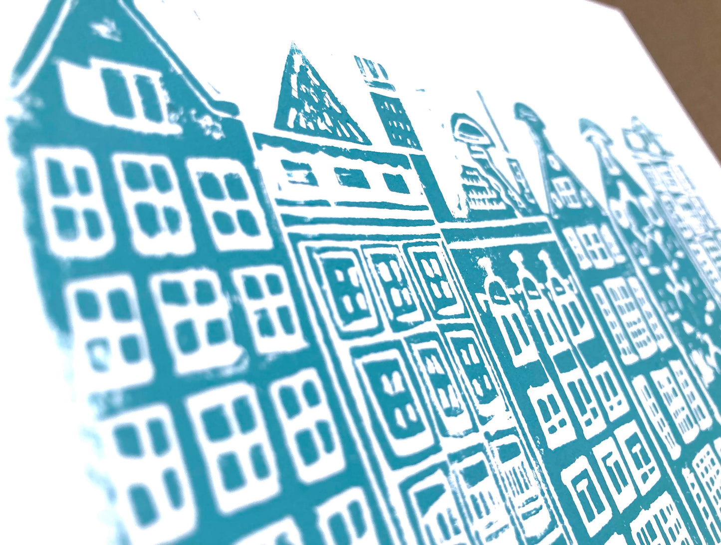 Amsterdam Canal Houses - Linocut print (8x10in)
