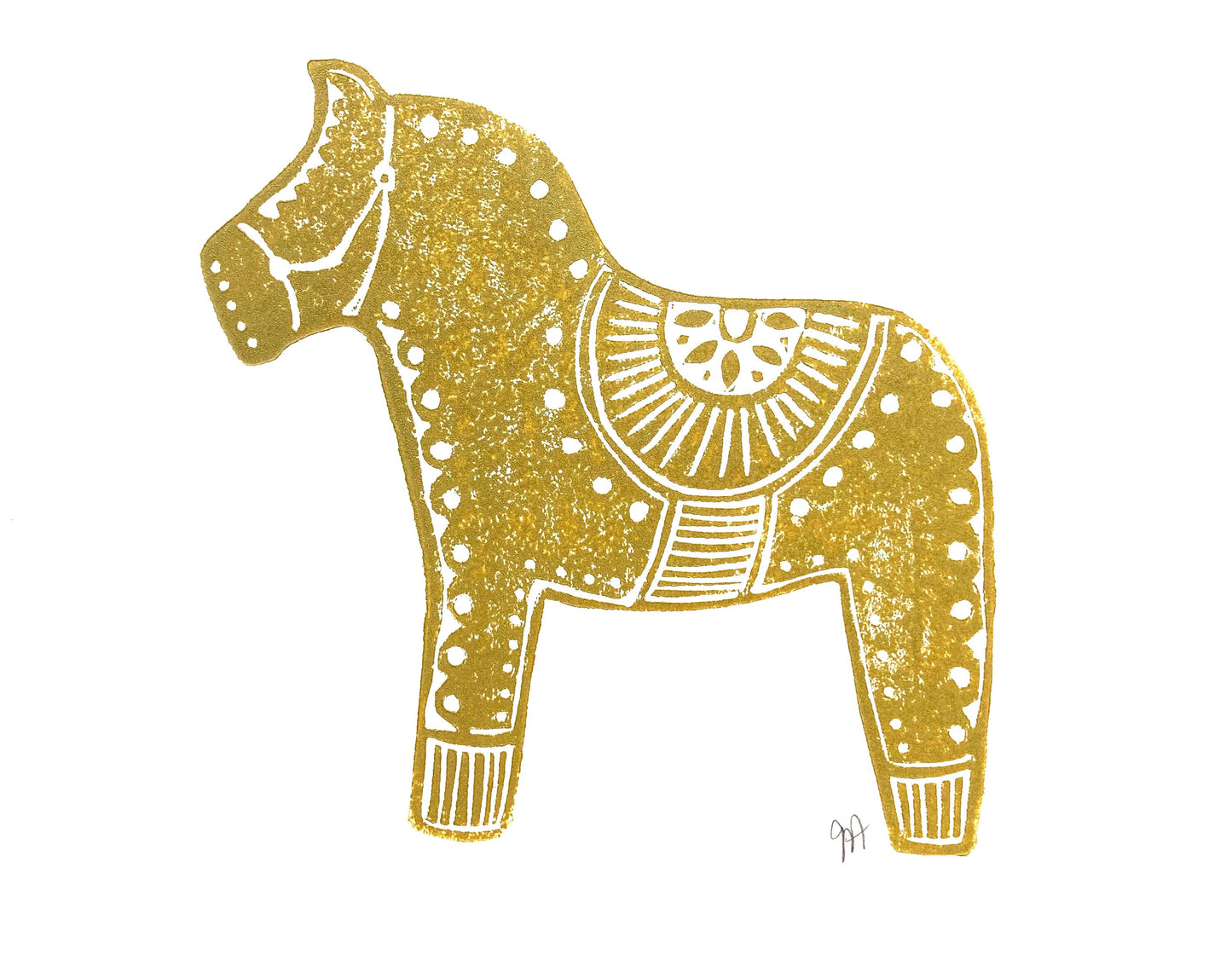 Dala Horse - Linocut print (8x10in)