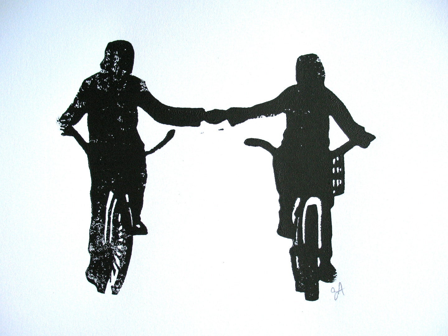 Holding Hands - Linocut print (8x10in)