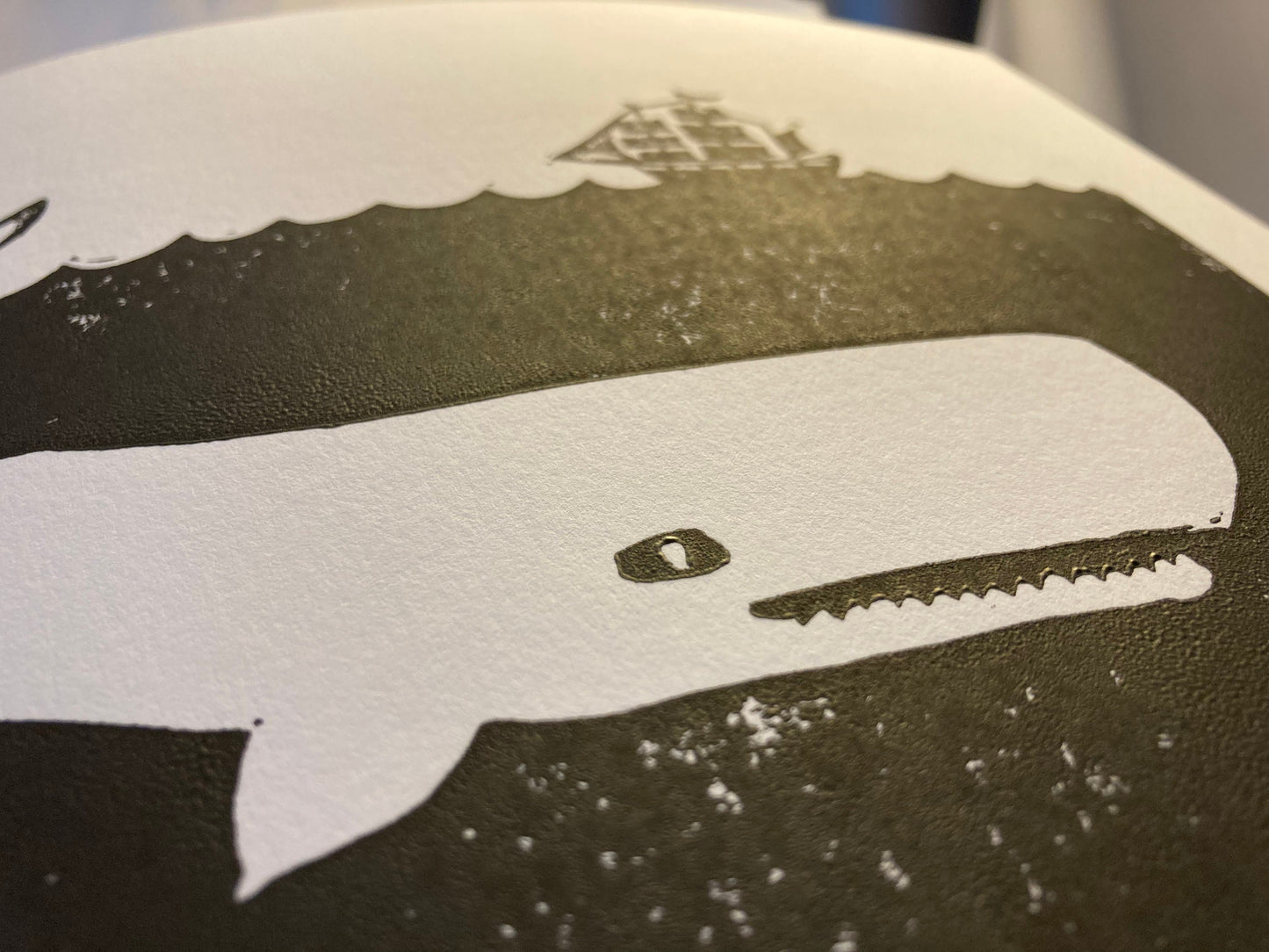 Moby Dick - Linocut print (8x10in)