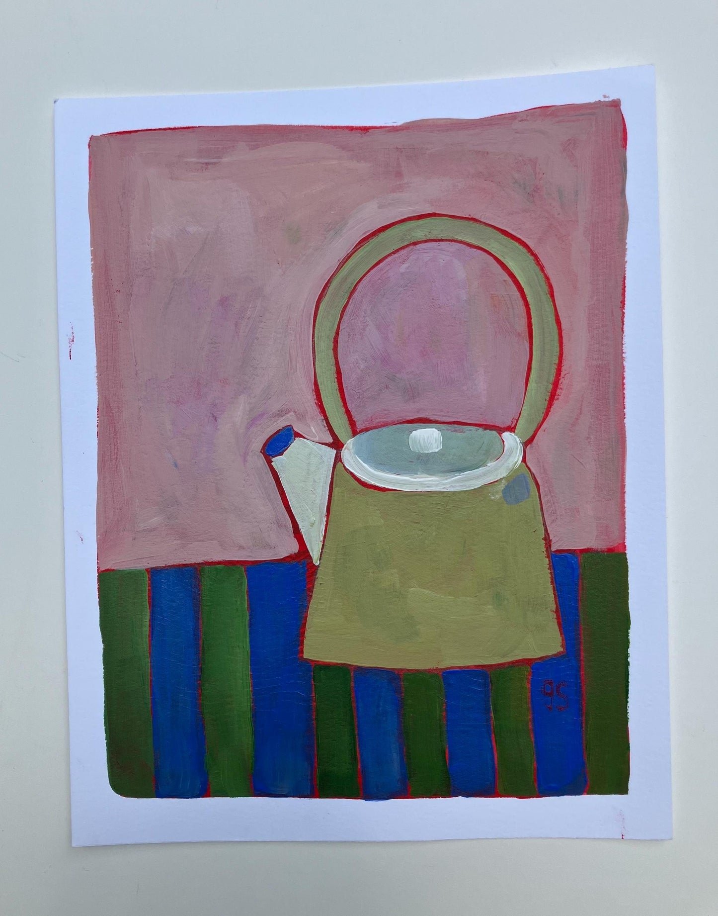 Teapot still life - Original acrylic abstract painting (8x10in)
