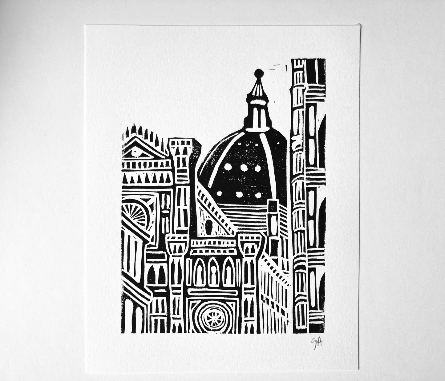 The Duomo - Florence, Italy - Linocut print (8x10in)