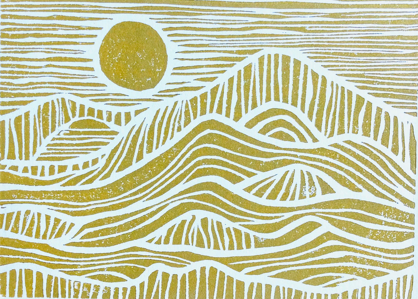 Sunrise on the mountains - Linocut print (8x10in)