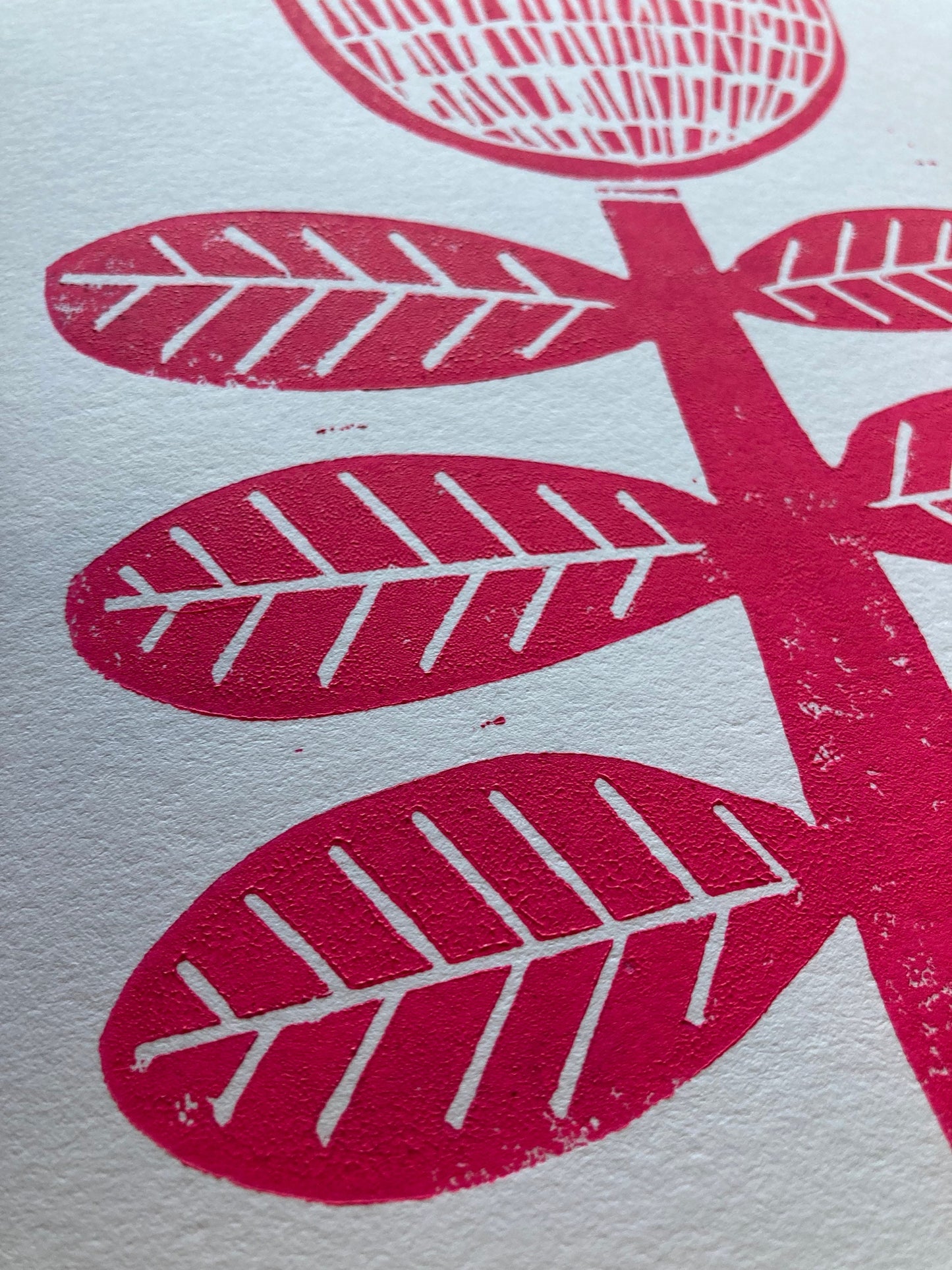 LINOCUT - Scandinavian flower linoleum print - Hand-pressed linoleum block print (8x10in)