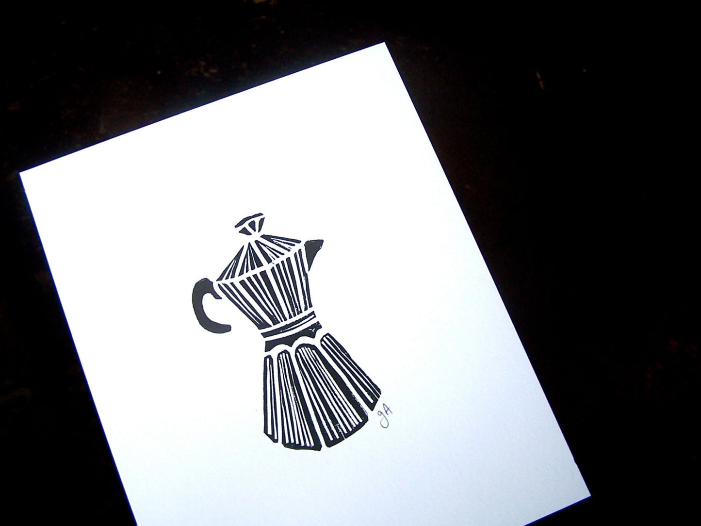 Espresso Maker - Linocut print (8x10in)