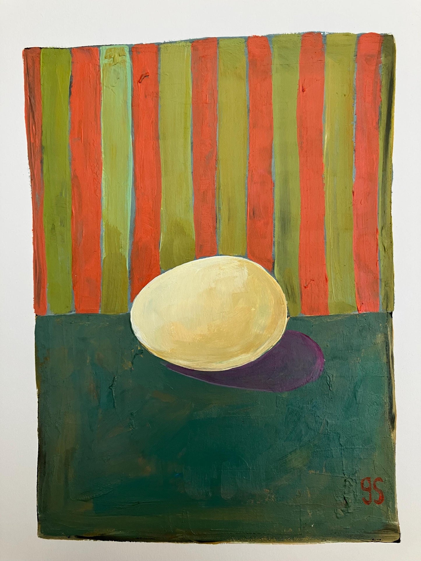 Simple egg #1 - Original acrylic abstract painting (8x10in)