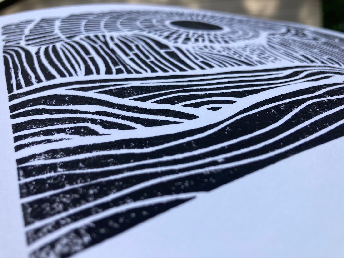 Sunset on the mountains - Linocut print (8x10in)