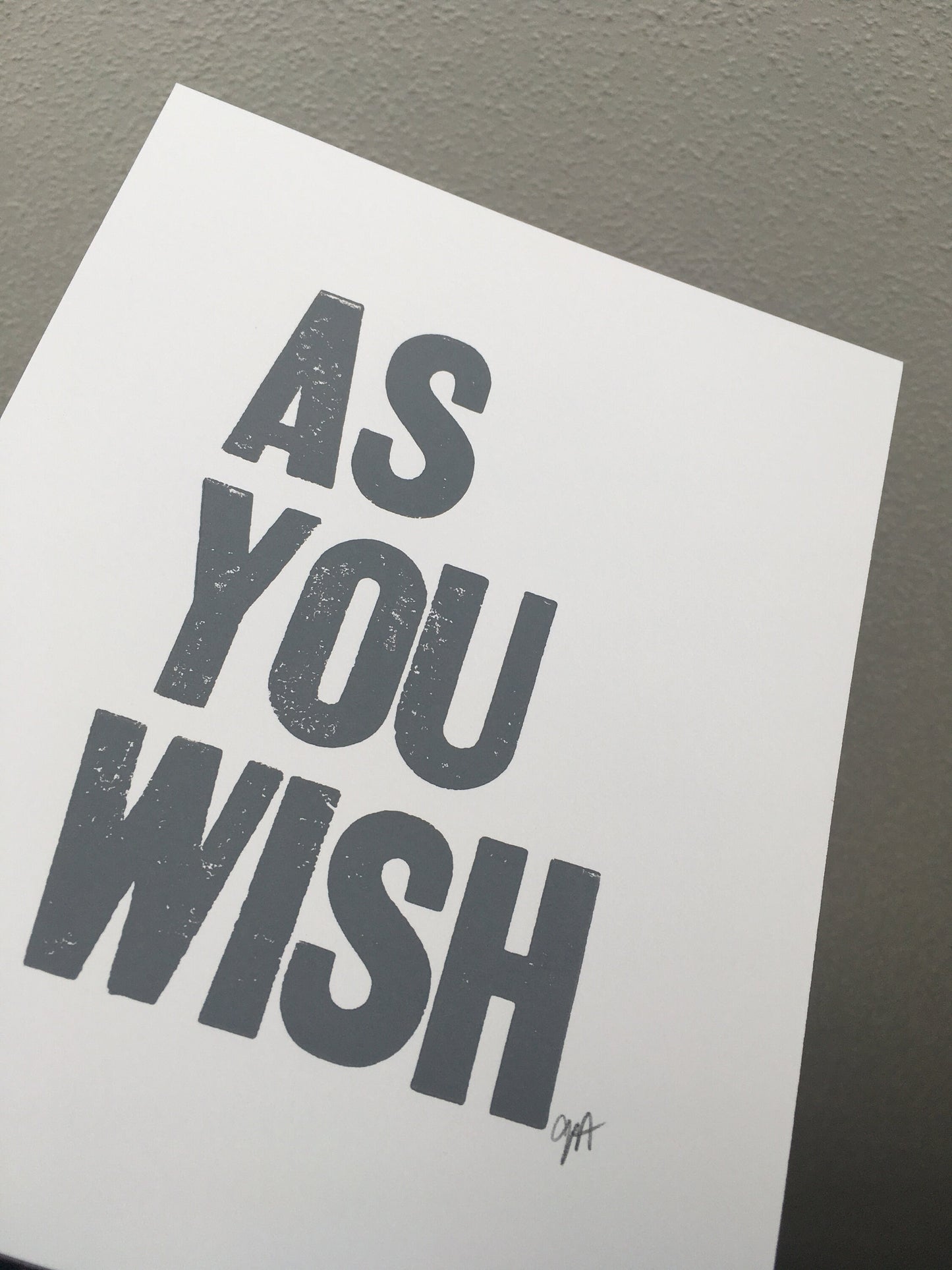 As you wish  - Linocut print (8x10in)
