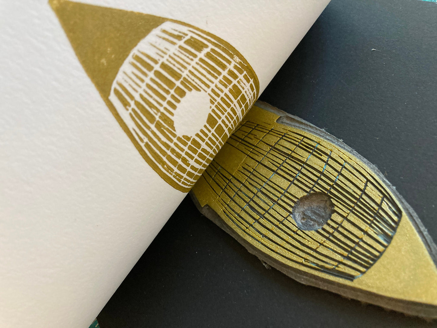LINOCUT - Abstract sunset - Hand-pressed linoleum block print (8x10in)