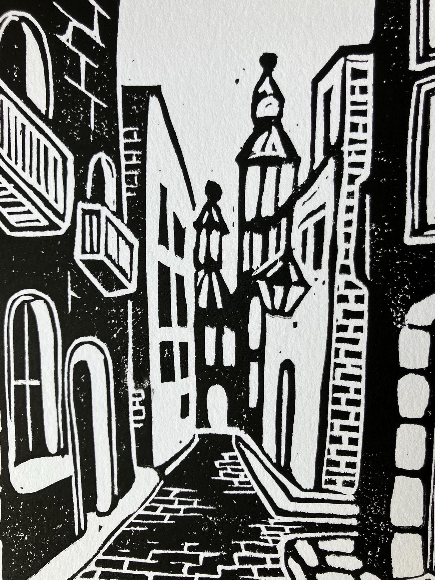 Streets of France - Linocut print (8x10in)
