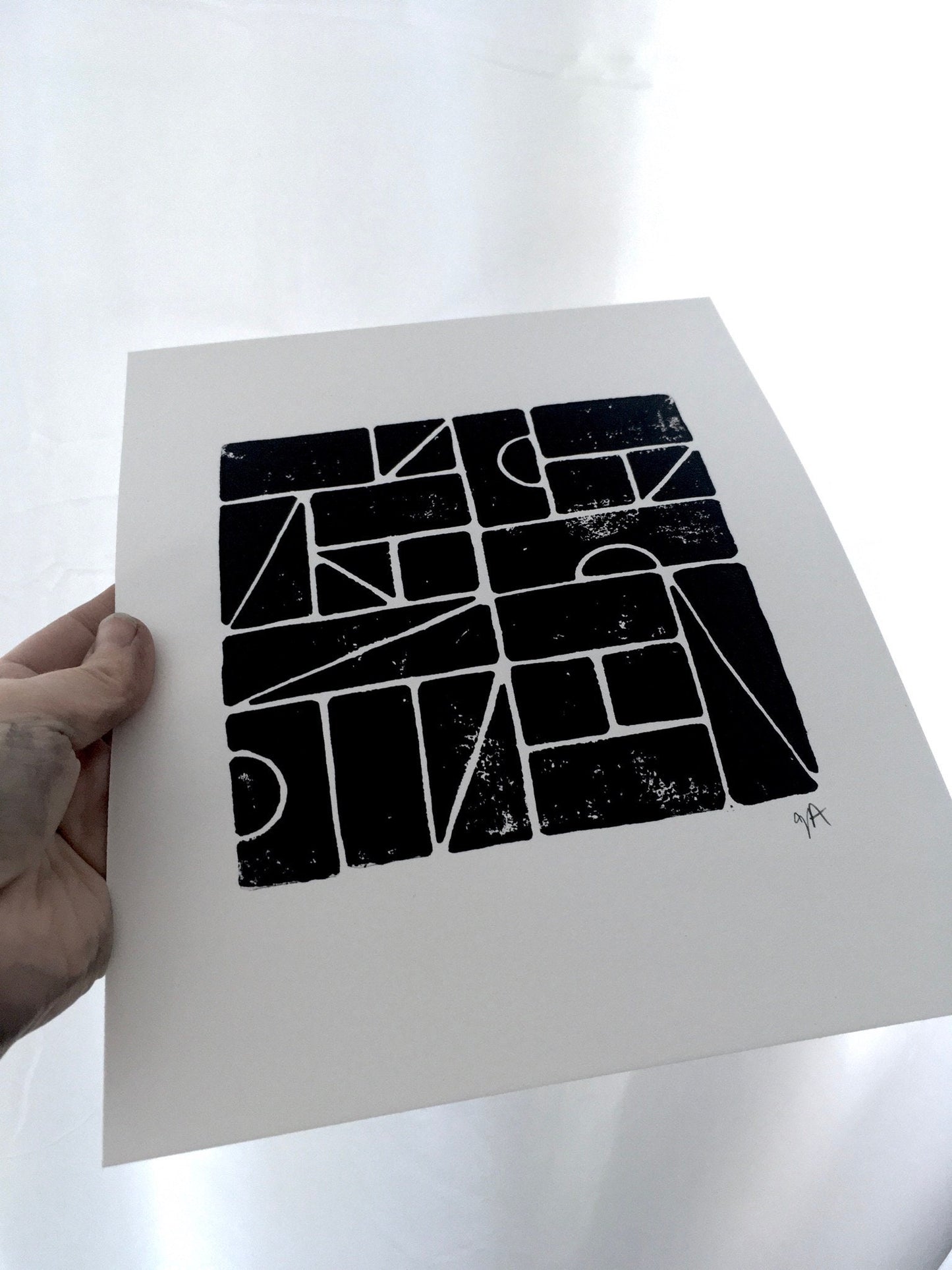 Danish Modern Blocks - Linocut print (8x10in)