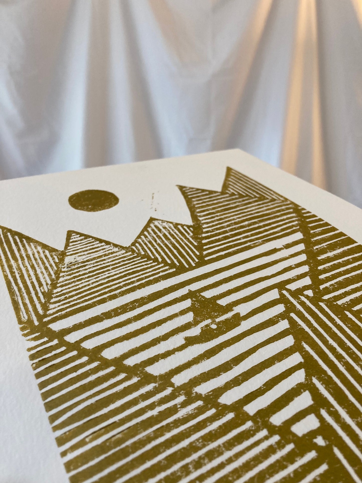 Sailboat in the ocean - Linocut print (8x10in)