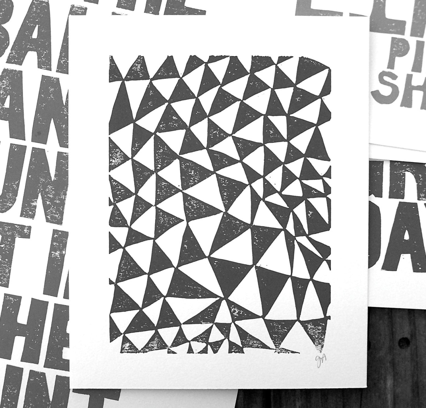 Triangles - Linocut print (8x10in)