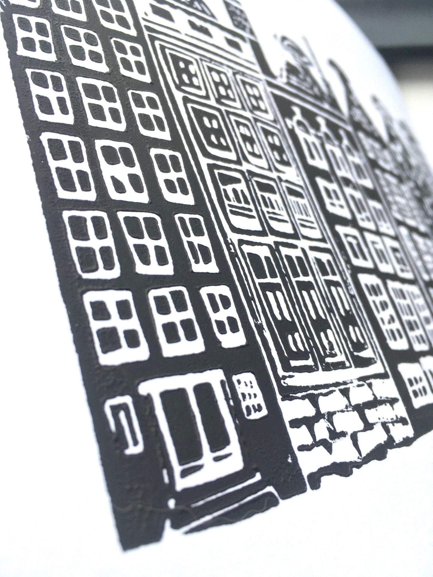Amsterdam Canal Houses - Linocut print (8x10in)
