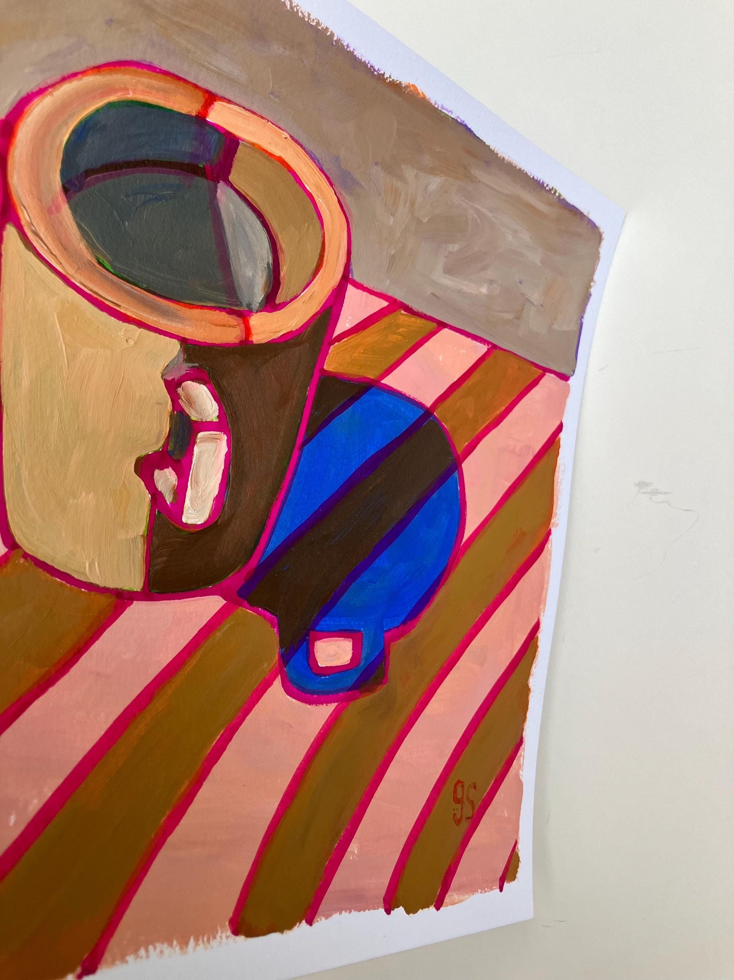 Coffee cup #2 - Original acrylic abstract painting of a coffee cup (8x10in)