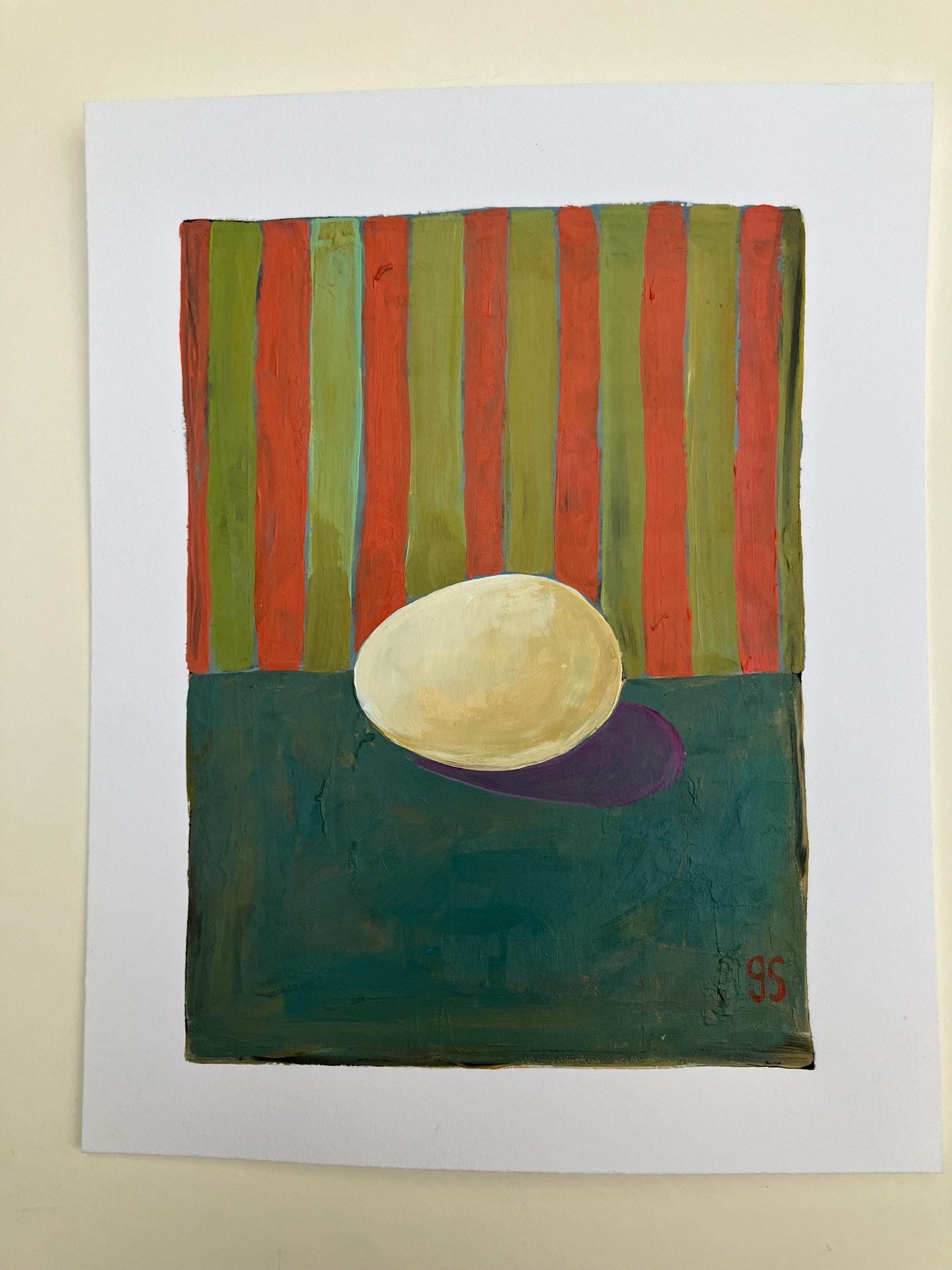 Simple egg #1 - Original acrylic abstract painting (8x10in)
