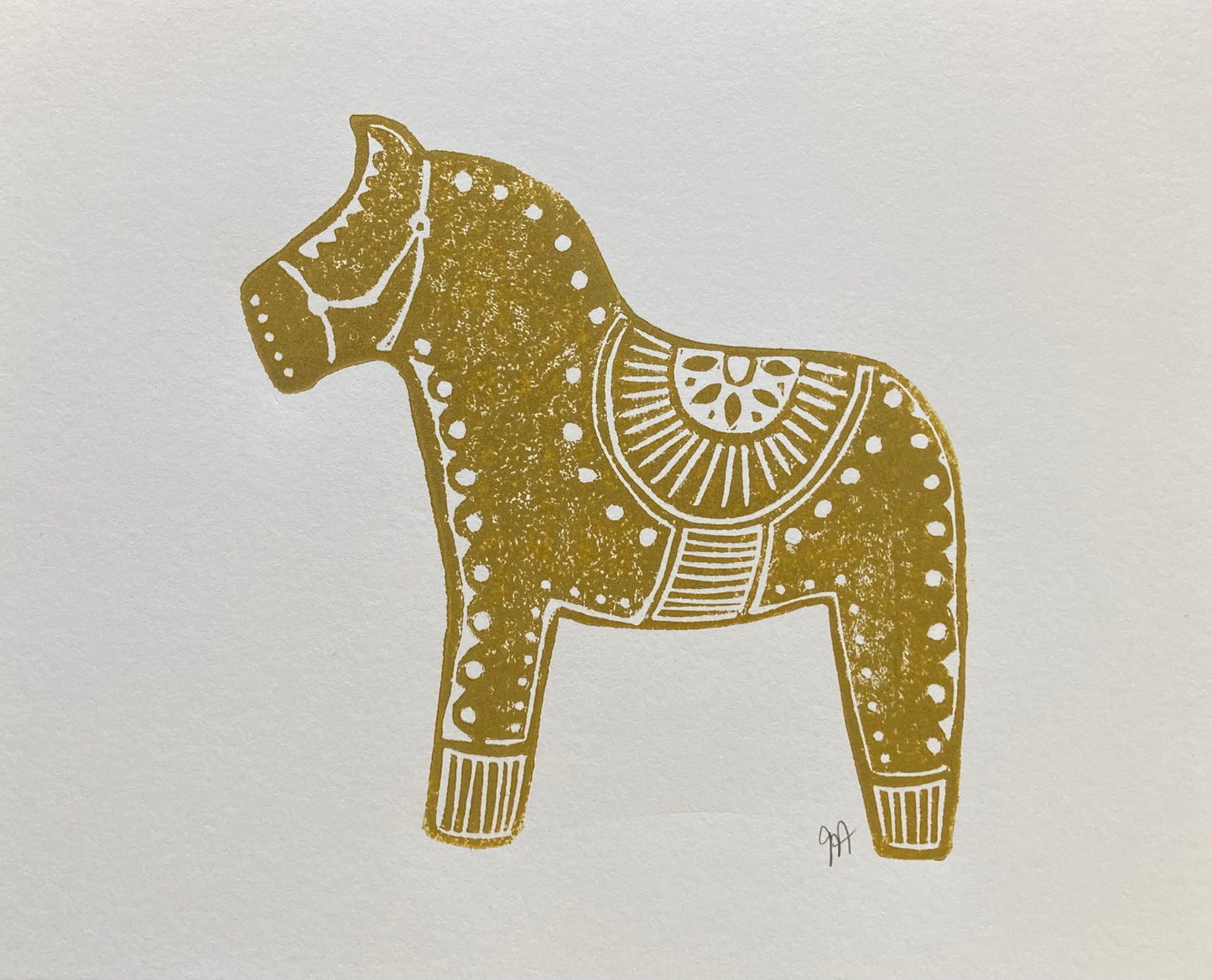 Dala Horse - Linocut print (8x10in)