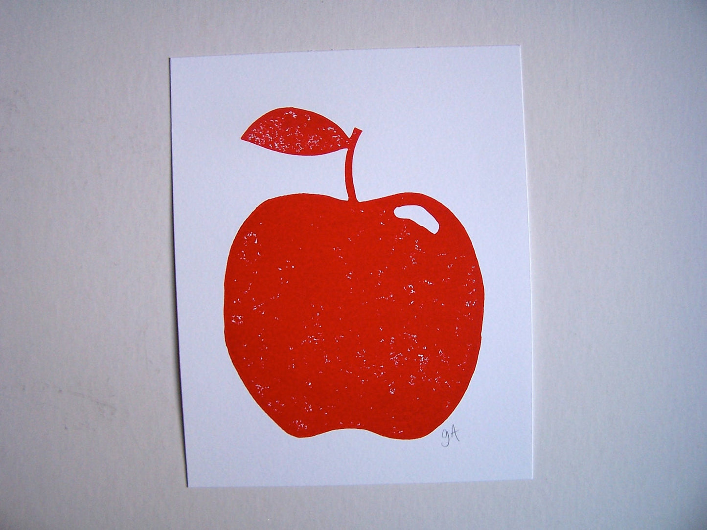LINOCUT - Red Apple - Hand-pressed linoleum block print (8x10in)