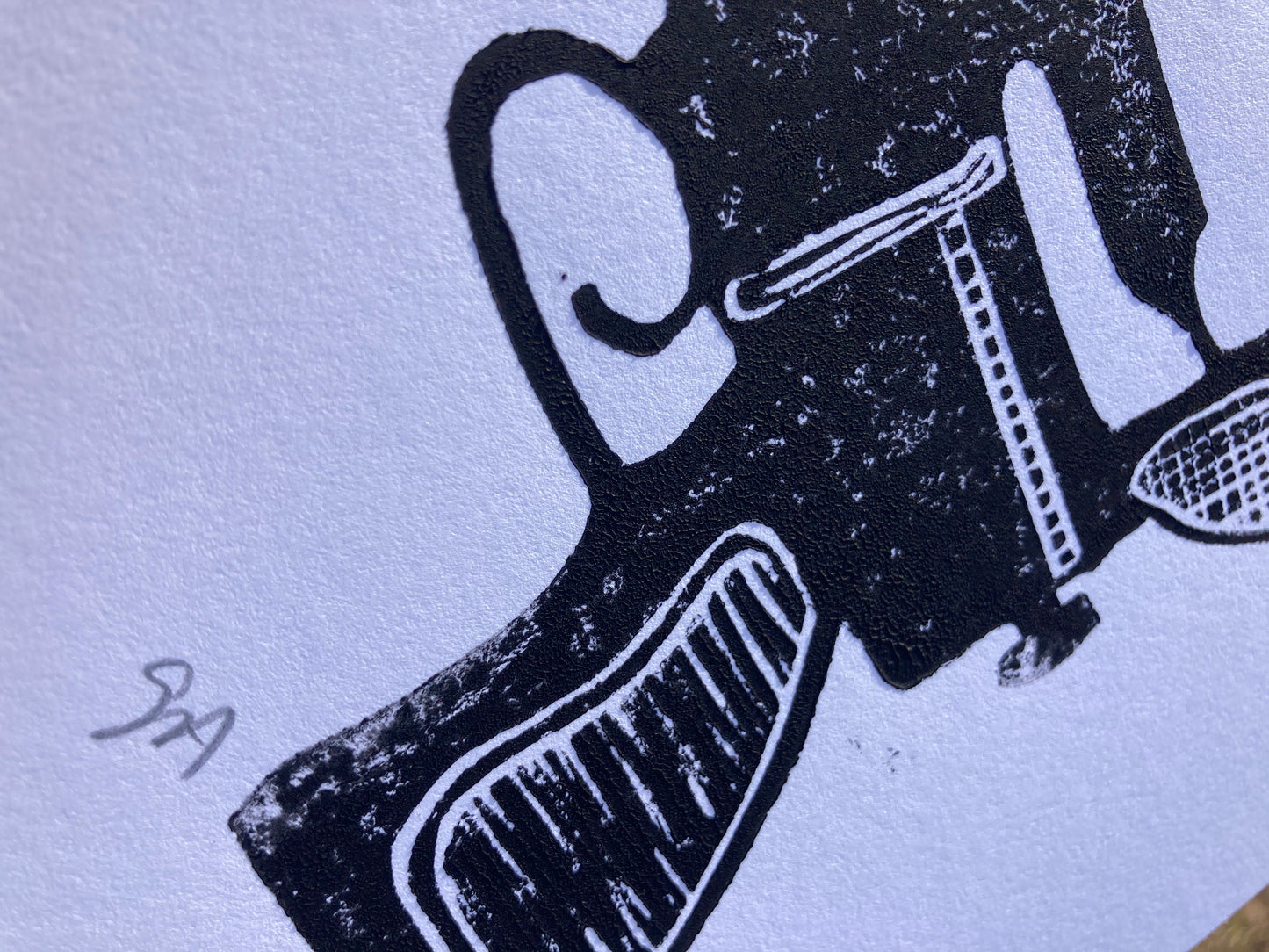 LINOCUT - Minimal Ray Gun - Hand-pressed linoleum block print (8x10in)