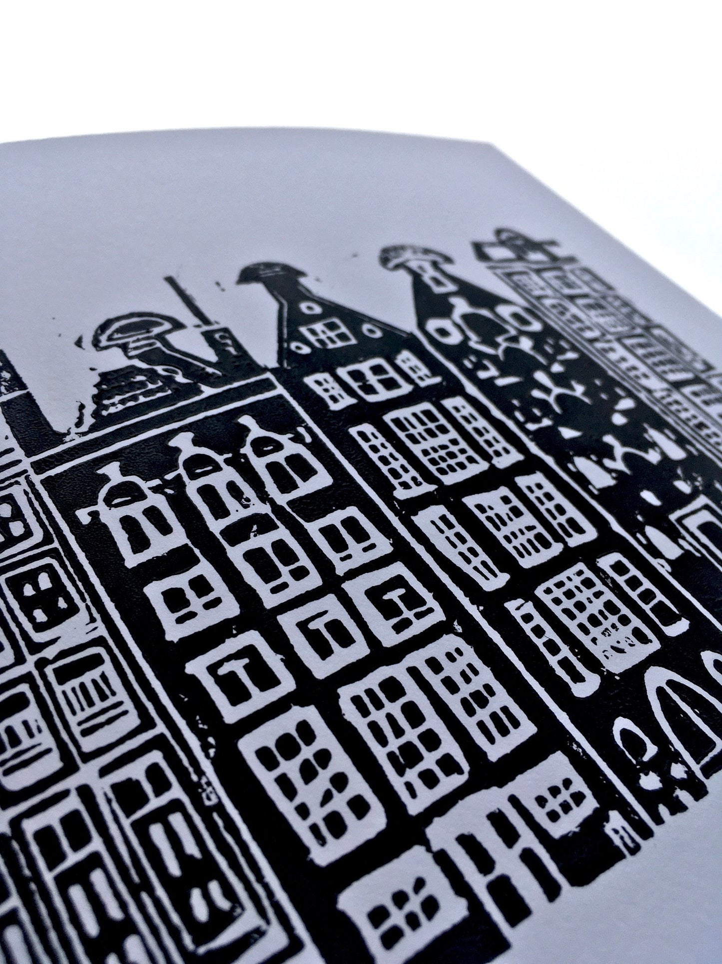 Amsterdam Canal Houses - Linocut print (8x10in)