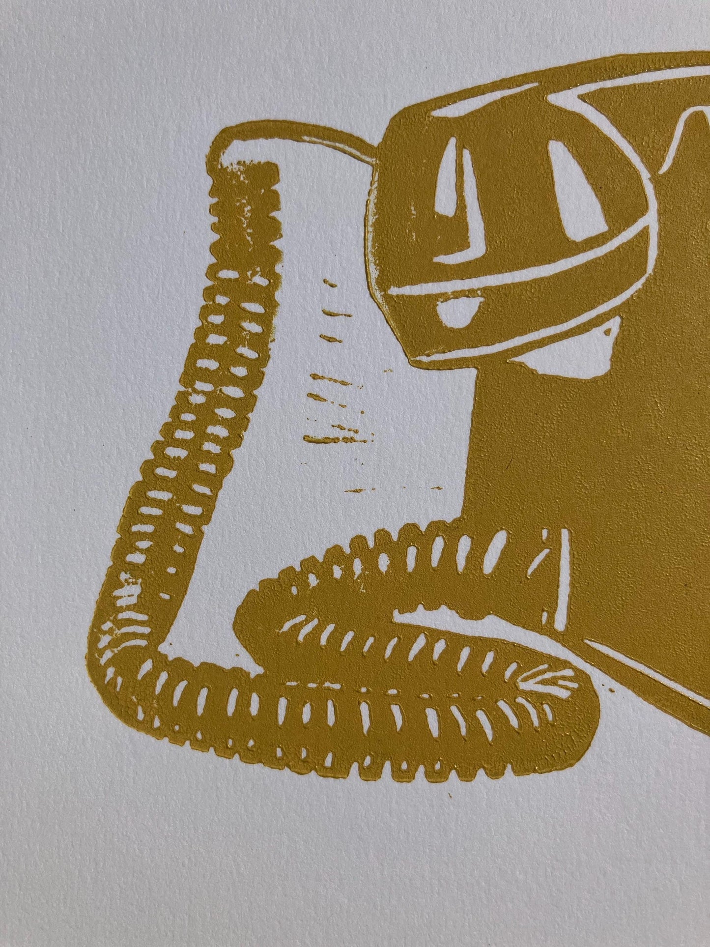 LINOCUT - Vintage rotary telephone - Hand-pressed linoleum block print (8x10in)