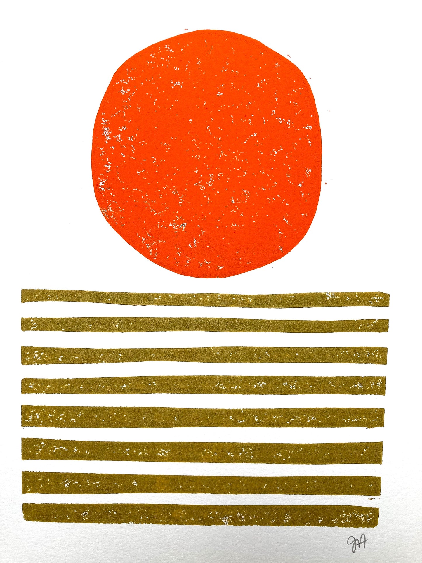 LINOCUT - Abstract sunset - Hand-pressed linoleum block print (8x10in)