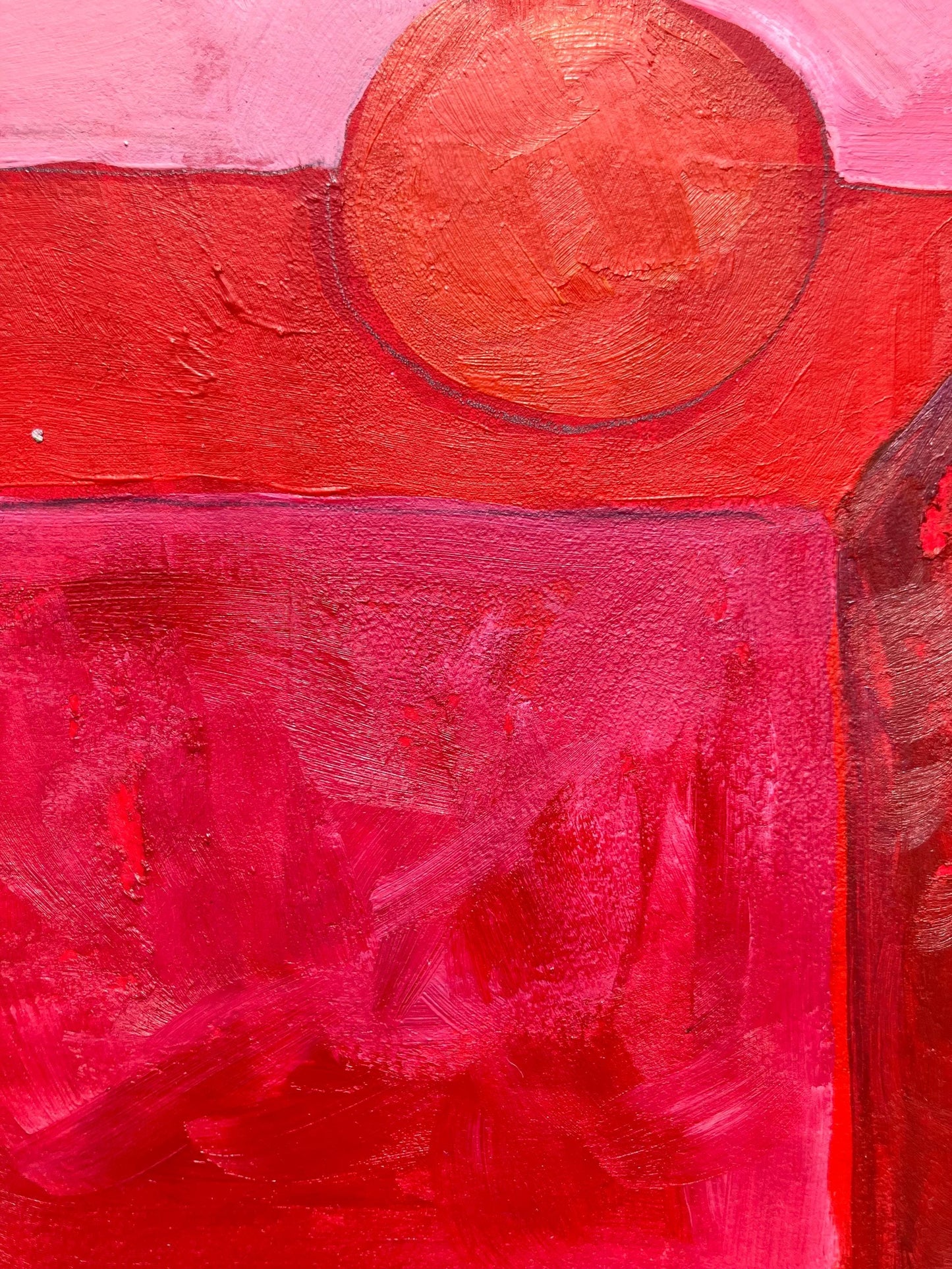 Pink and red still life of a sad little flower - Original acrylic abstract painting (8x10in)