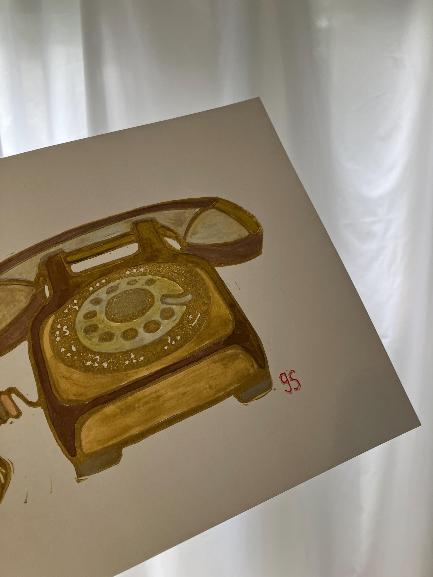 Vintage rotary telephone art - Original acrylic painting (8x10in)