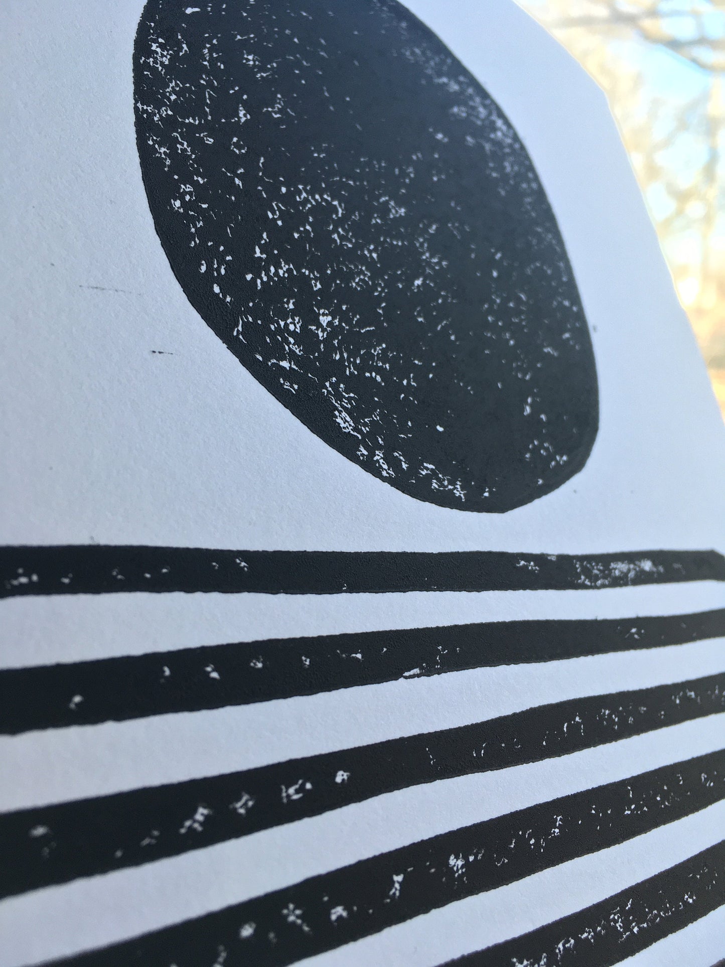 LINOCUT - Abstract sunset - Hand-pressed linoleum block print (8x10in)