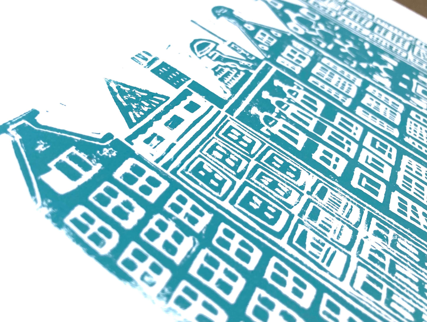 Amsterdam Canal Houses - Linocut print (8x10in)