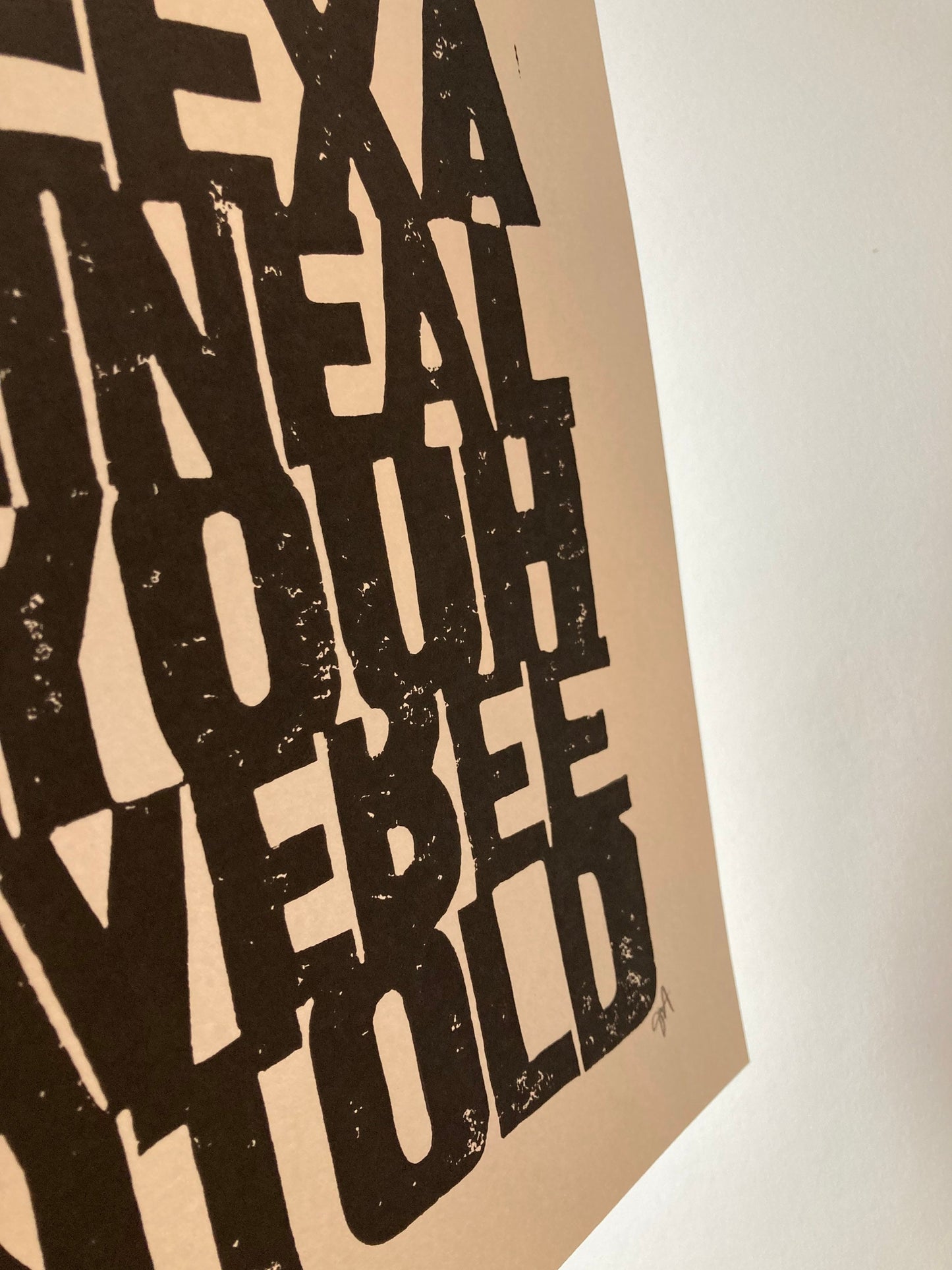 LINOCUT - Reexamine all you have been told - Hand-pressed linoleum block print (8x10in)